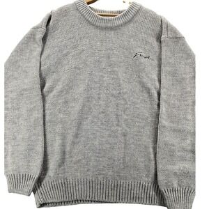 Vintage Gray Wool Blend Embroidered Fubu Crew Neck Sweatshirt size XL Y2K